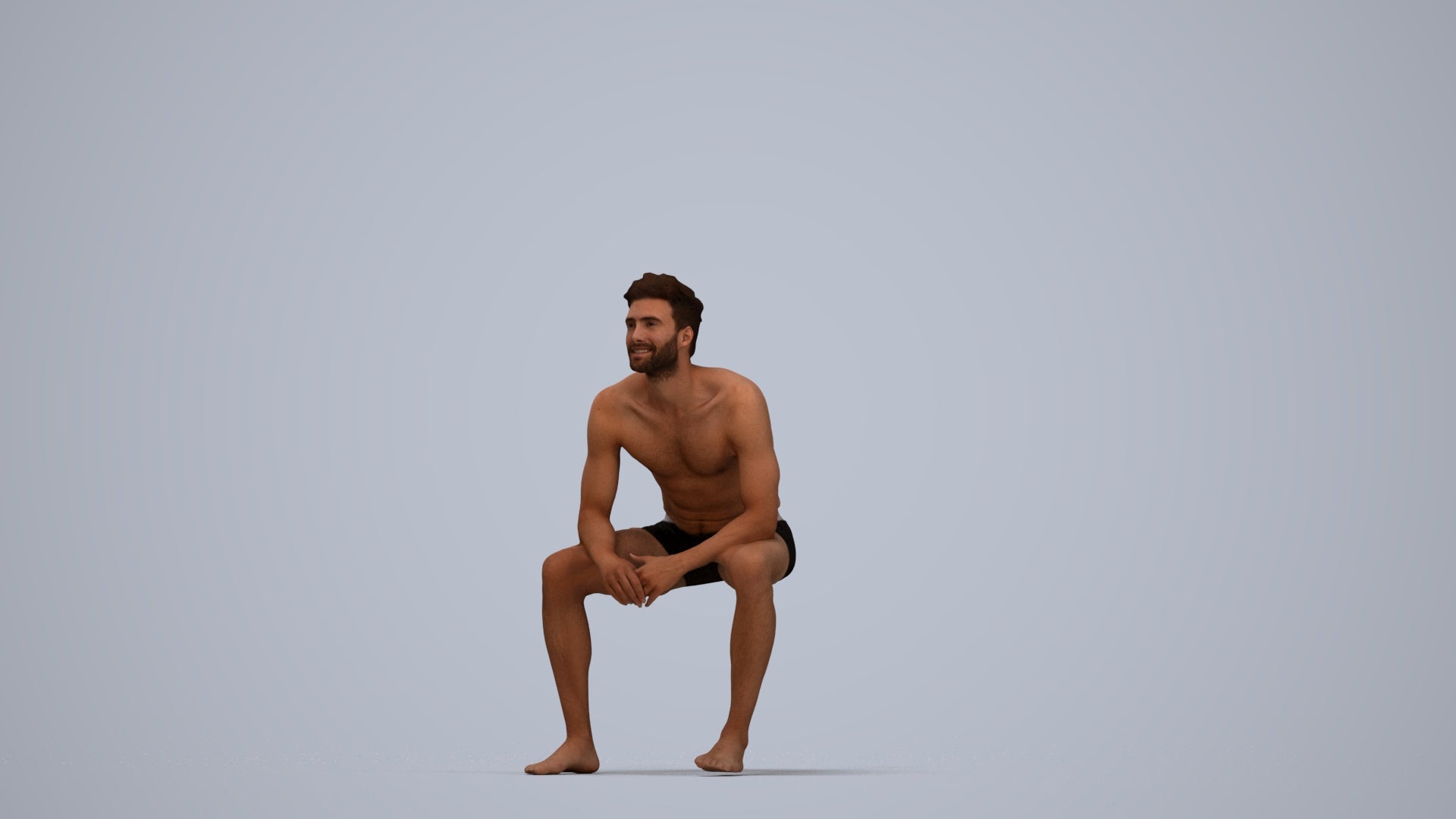 photogrammetry 3D man pool, realistic human model archviz FBX, top-down view render