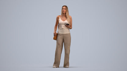 realistic 3D people woman casual standing, render-ready for V-Ray and Corona, FBX OBJ, standing pose render