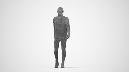 3D people model senior man sport, scanned human for 3ds Max rendering, wireframe back view