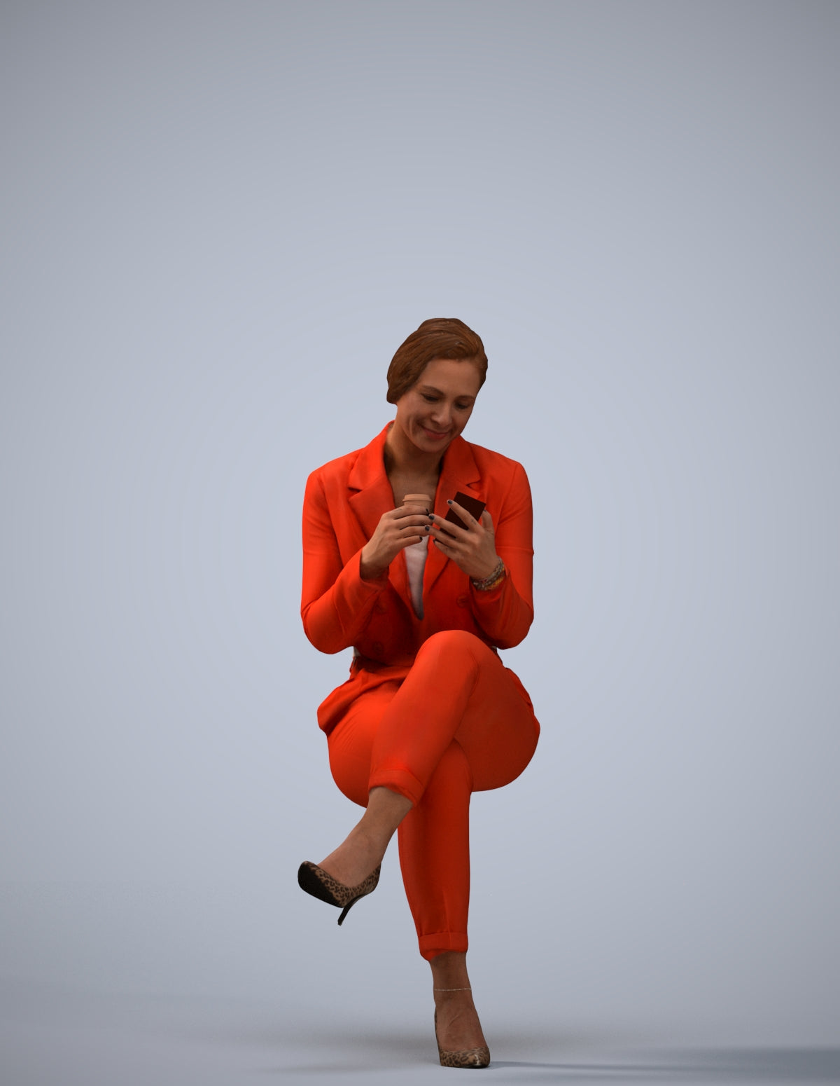 realistic 3D human woman business, archviz people FBX OBJ for Blender