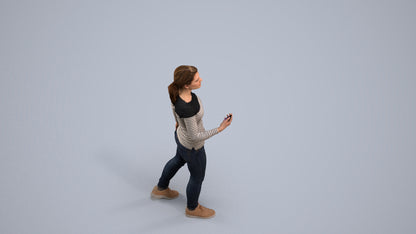 realistic 3D people woman casual walking, render-ready for V-Ray and Corona, FBX OBJ, back view render