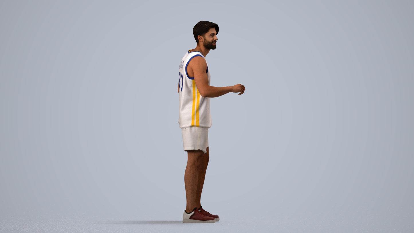 realistic 3D people man sport standing, render-ready for V-Ray and Corona, FBX OBJ, side view render
