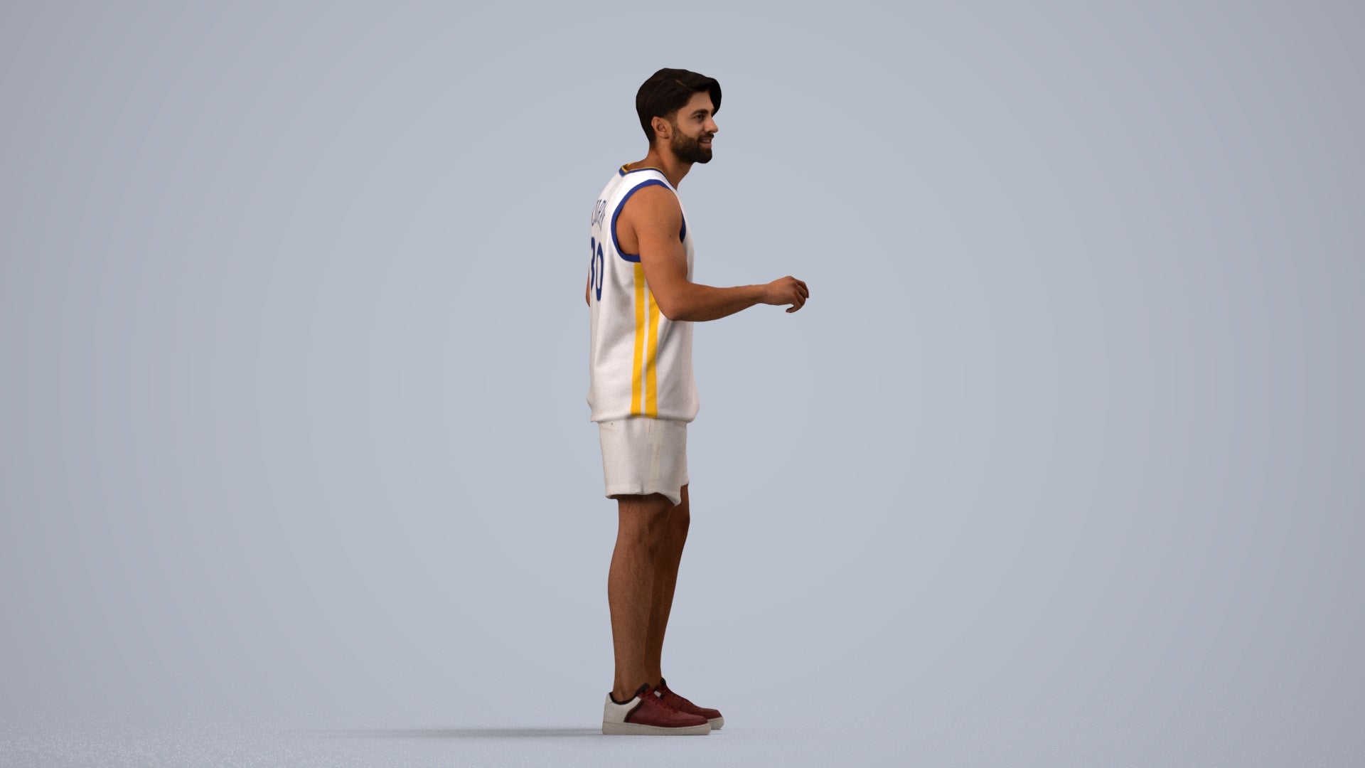 realistic 3D people man sport standing, render-ready for V-Ray and Corona, FBX OBJ, side view render