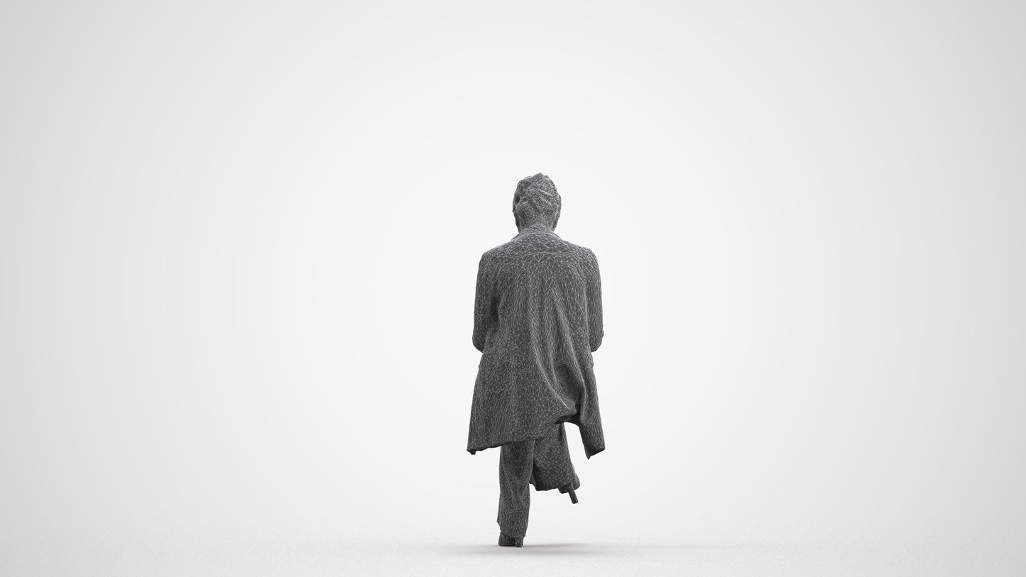 realistic 3D woman business sitting, scanned archviz people for Blender and 3ds Max, wireframe front view