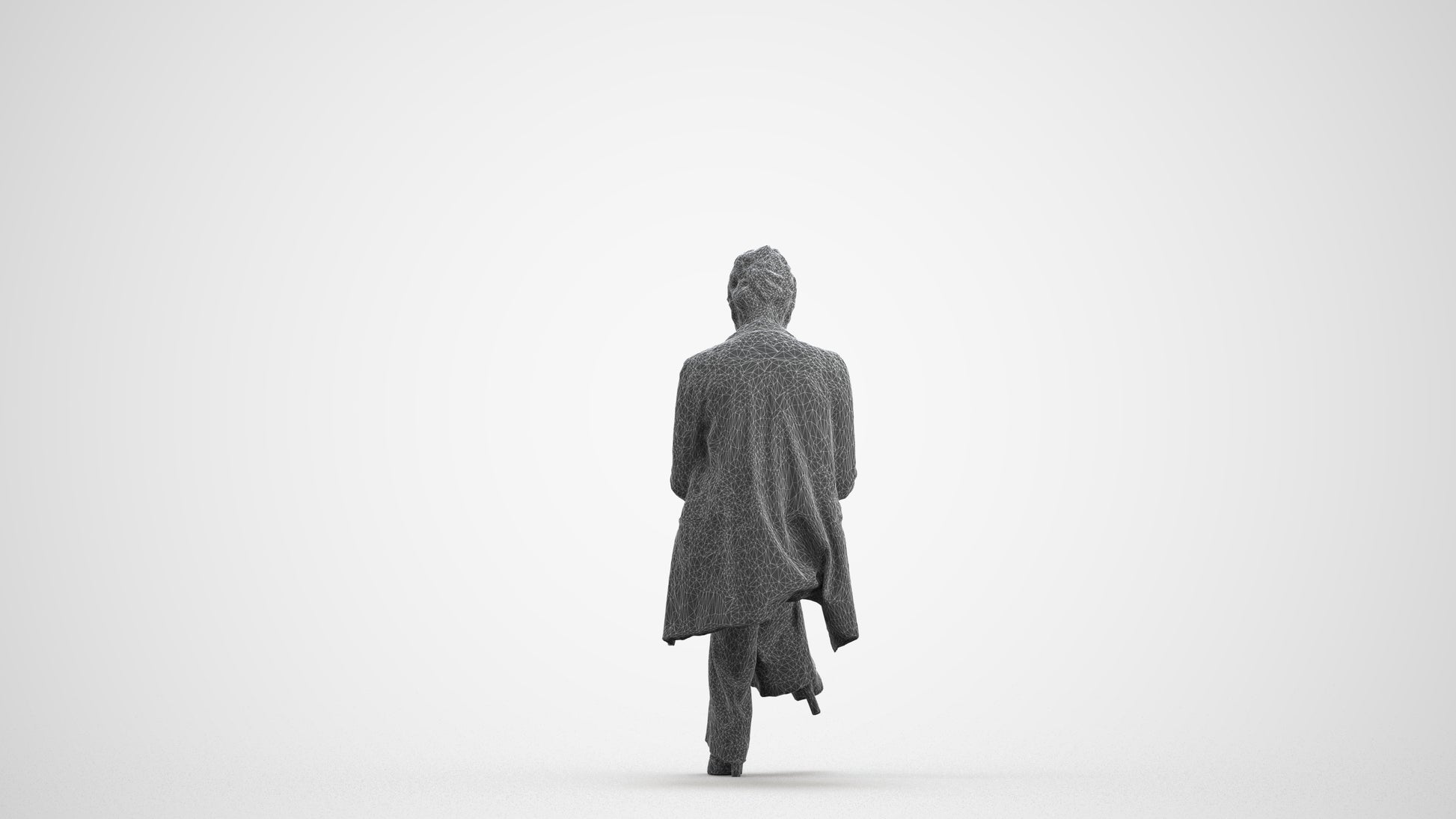 realistic 3D woman business sitting, scanned archviz people for Blender and 3ds Max, wireframe front view