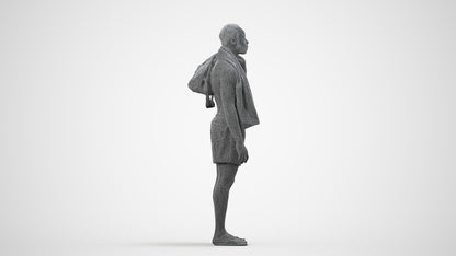 realistic 3D human man sport, archviz people FBX OBJ for Blender, wireframe side view