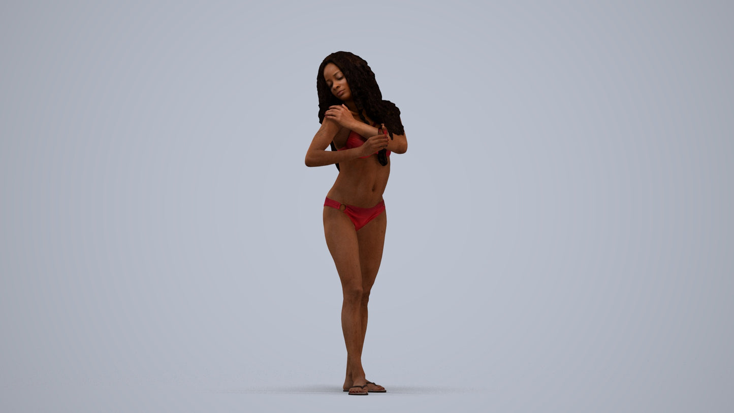 3D scanned woman pool, photorealistic archviz people for Enscape and SketchUp, standing pose render