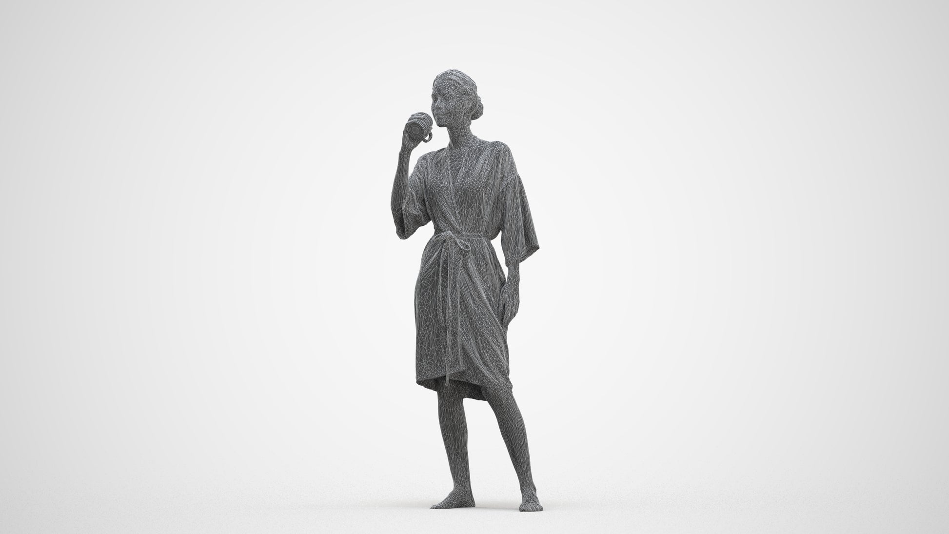 realistic 3D human woman bathroom, archviz people FBX OBJ for Blender, three-quarter front view render