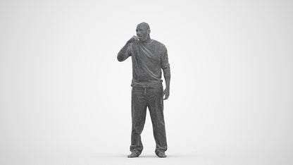 3D people model man bathroom, scanned human for 3ds Max rendering, three-quarter front view render