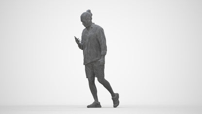 realistic 3D people man casual walking, render-ready for V-Ray and Corona, FBX OBJ, wireframe back view