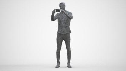 3D human model man casual standing, photogrammetry scanned person for archviz, three-quarter front view render
