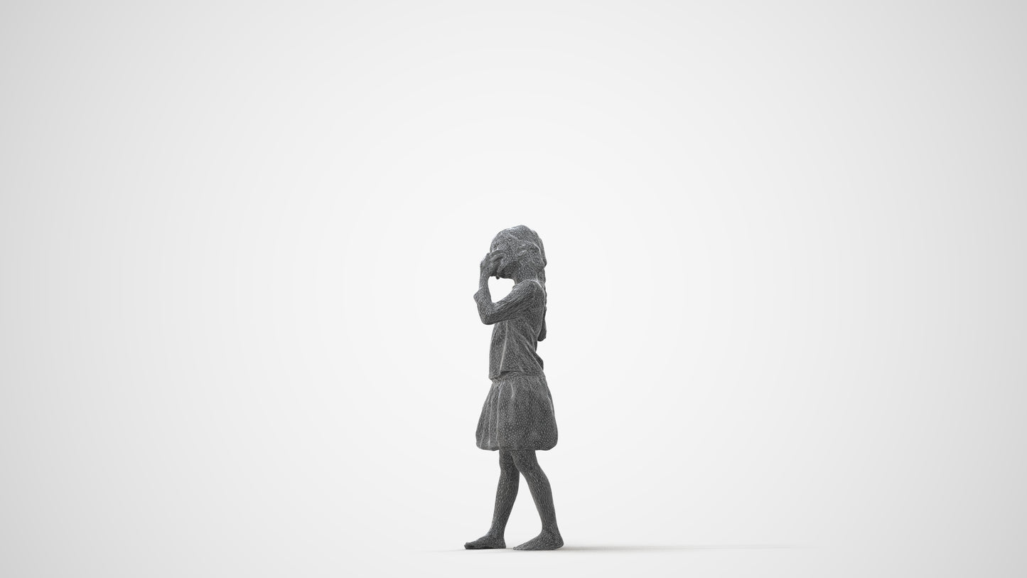 photogrammetry 3D girl kids, realistic human model archviz FBX, square thumbnail