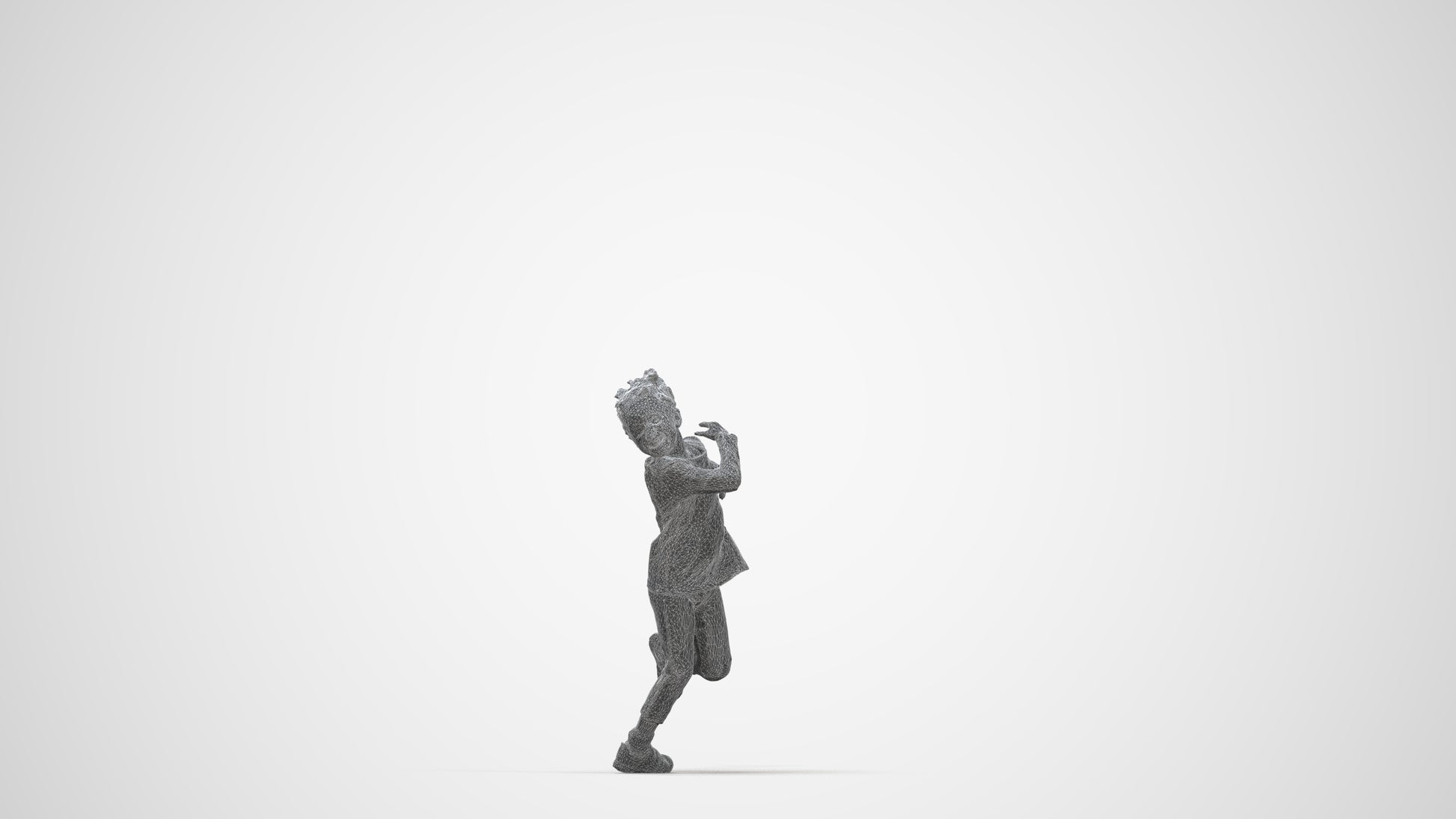 3D scanned girl kids casual, photorealistic archviz people for Enscape and SketchUp, wireframe back view