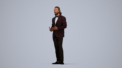 photogrammetry 3D man formal formalaffairs, realistic human model archviz FBX, top-down view render