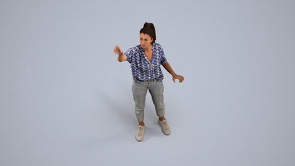 3D scanned woman standing casual, photorealistic archviz people for Enscape and SketchUp, back view render