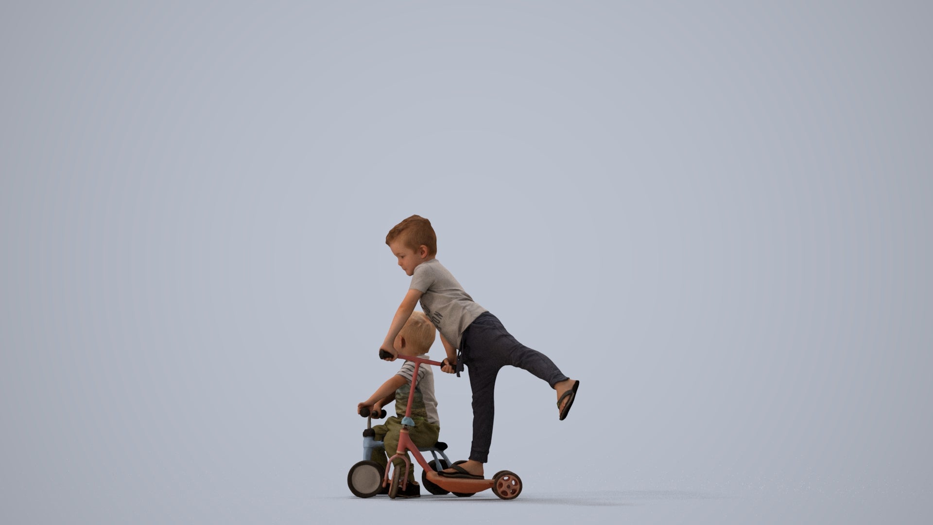 photogrammetry 3D boy casual kids, realistic human model archviz FBX, three-quarter view render