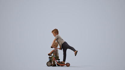 photogrammetry 3D boy casual kids, realistic human model archviz FBX, three-quarter view render