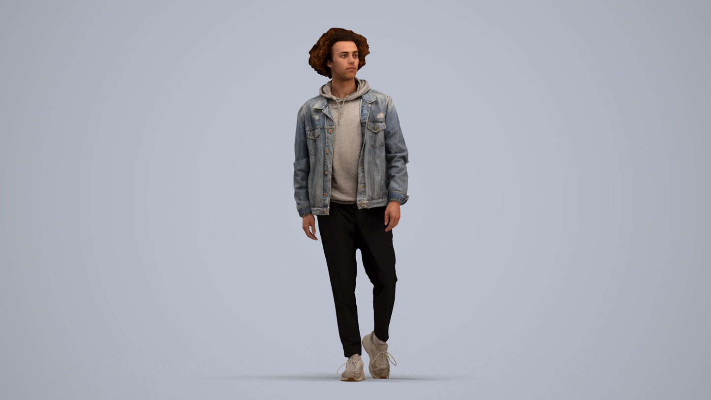realistic 3D human man casual walking, archviz people FBX OBJ for Blender, standing pose render