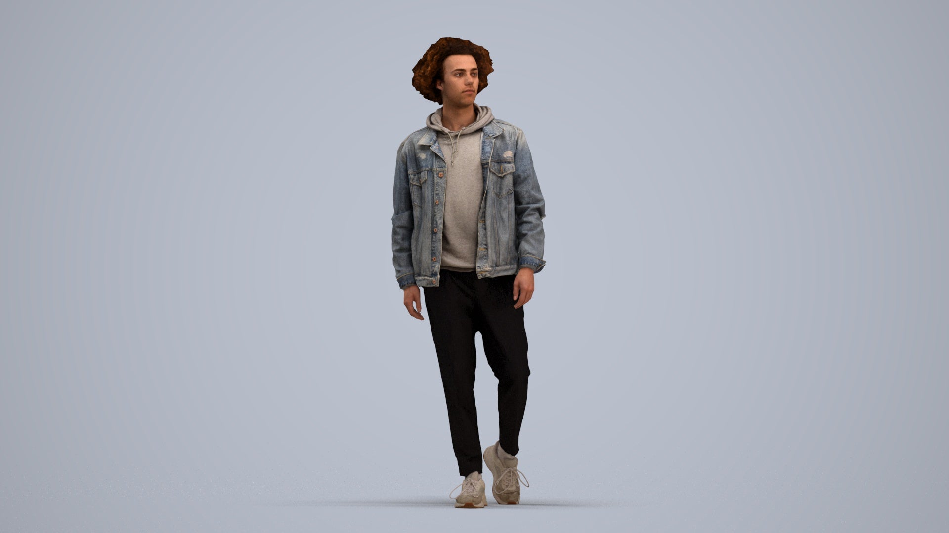 realistic 3D human man casual walking, archviz people FBX OBJ for Blender, standing pose render