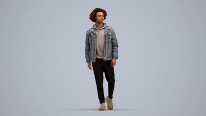 realistic 3D human man casual walking, archviz people FBX OBJ for Blender, standing pose render