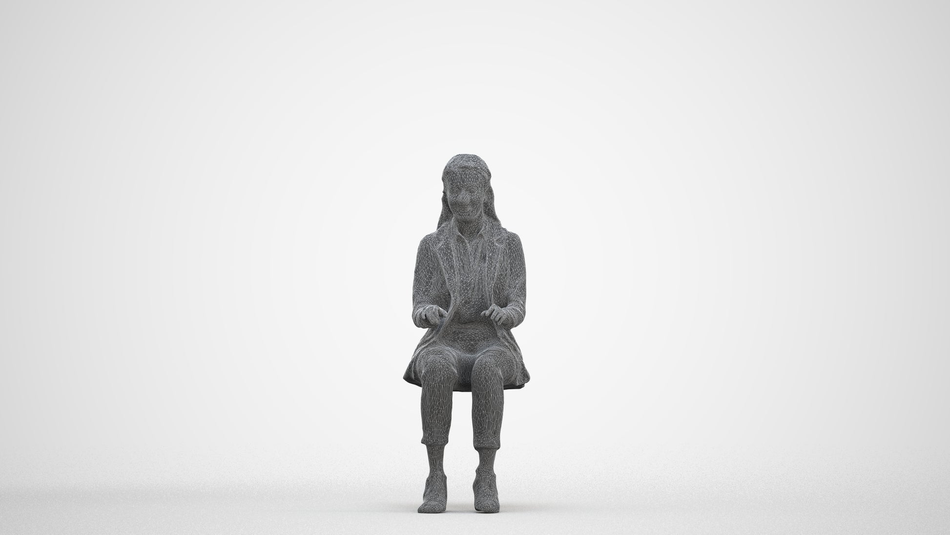 scanned 3D woman business, photogrammetry people for Enscape and V-Ray, three-quarter front view render