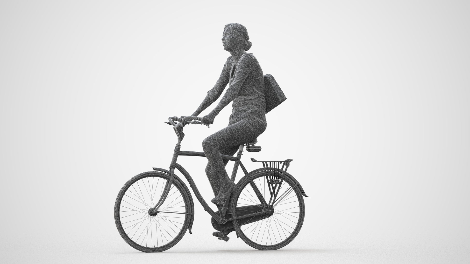 3D scanned woman cycling casual, photorealistic archviz people for Enscape and SketchUp, square thumbnail