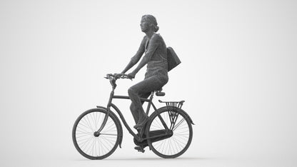 3D scanned woman cycling casual, photorealistic archviz people for Enscape and SketchUp, square thumbnail