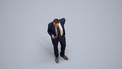 realistic 3D senior man business, scanned archviz people for Blender and 3ds Max, back view render