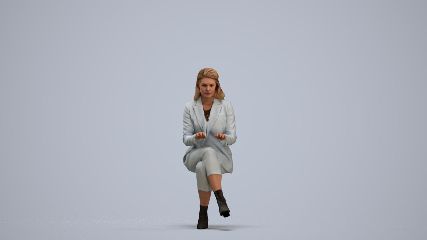 realistic 3D human woman business, archviz people FBX OBJ for Blender, standing pose render