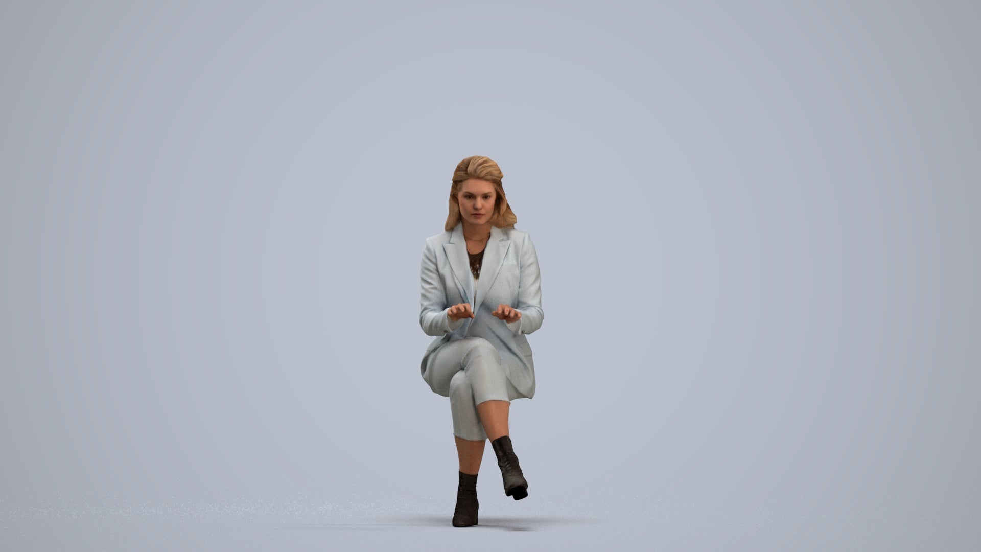 realistic 3D human woman business, archviz people FBX OBJ for Blender, standing pose render