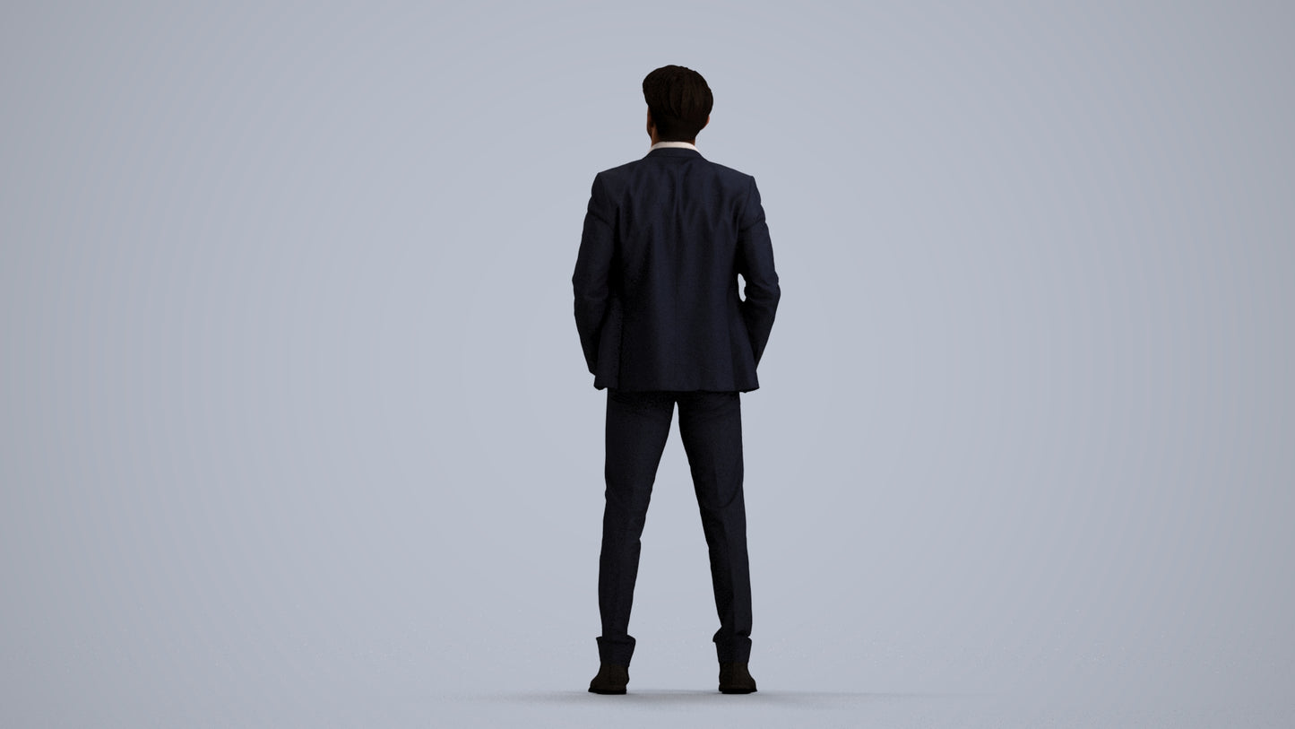 scanned 3D man business, photogrammetry people for Enscape and V-Ray, front view render