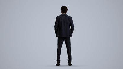 scanned 3D man business, photogrammetry people for Enscape and V-Ray, front view render