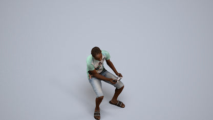 photogrammetry 3D boy casual kids, realistic human model archviz FBX, back view render