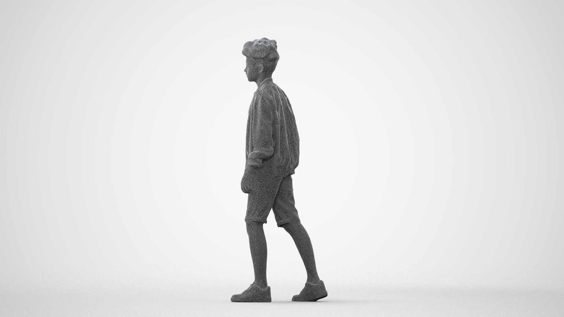 realistic 3D human boy casual kids, archviz people FBX OBJ for Blender, square thumbnail