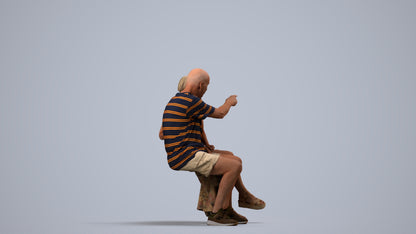 photogrammetry 3D senior woman couple, realistic human model archviz FBX, side view render