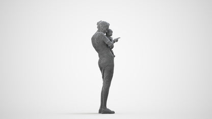 3D scanned girl kids casual, photorealistic archviz people for Enscape and SketchUp, wireframe side view