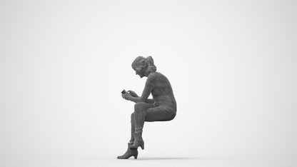 realistic 3D human senior woman casual sitting, archviz people FBX OBJ for Blender, square thumbnail