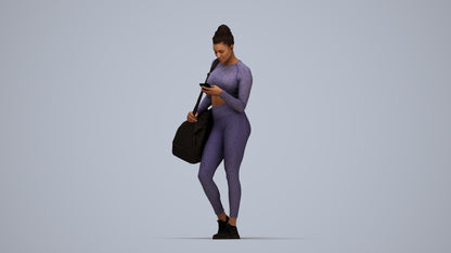 realistic 3D human woman sport, archviz people FBX OBJ for Blender, top-down view render