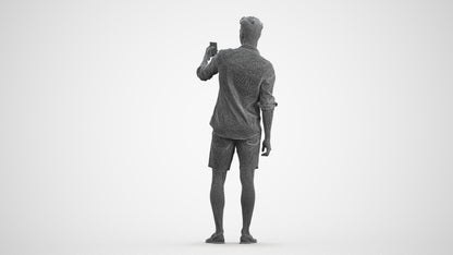 photogrammetry 3D man casual standing, realistic human model archviz FBX, wireframe front view