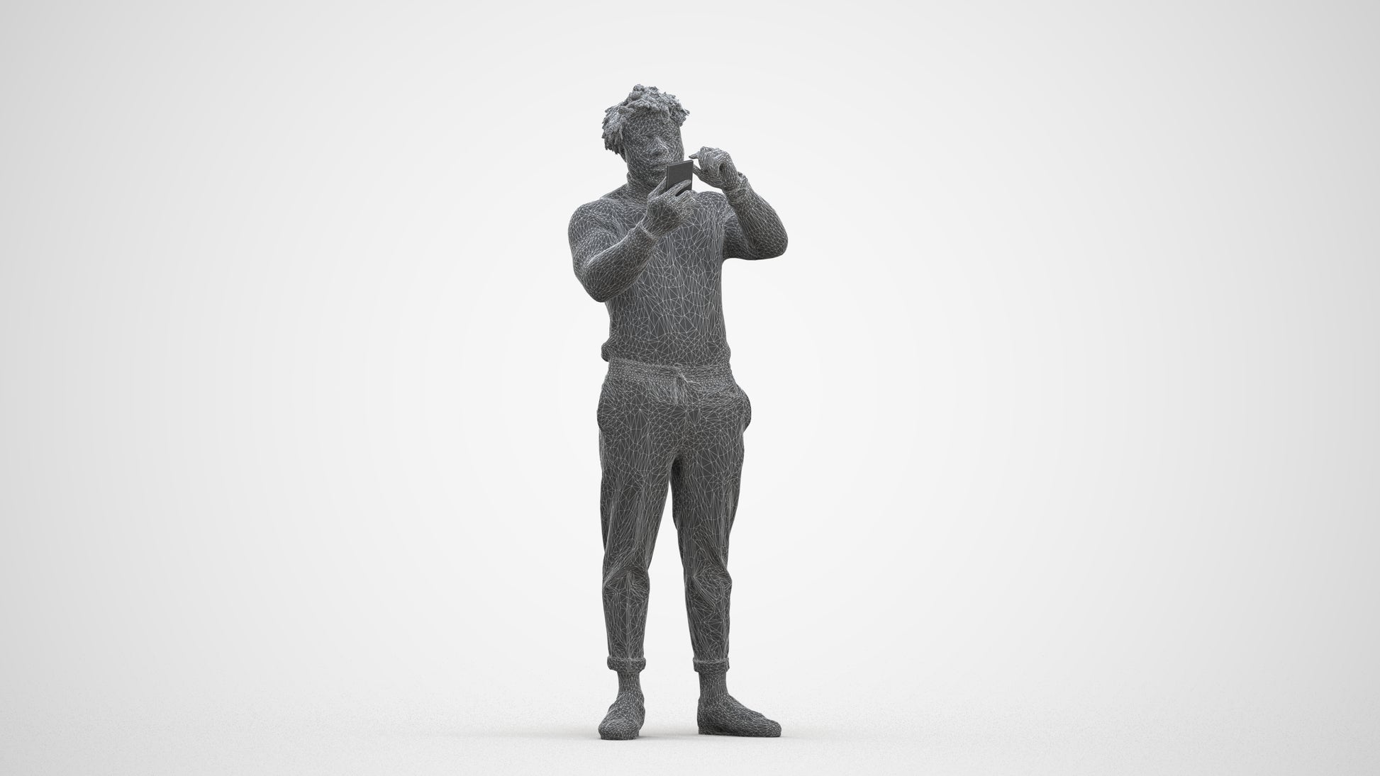 photogrammetry 3D man casual standing, realistic human model archviz FBX, three-quarter front view render