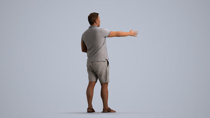 3D people model man casual standing, scanned human for 3ds Max rendering, front view render