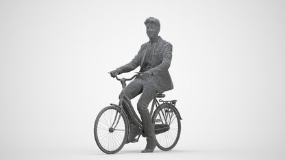 realistic 3D man casual cycling, scanned archviz people for Blender and 3ds Max, three-quarter front view render