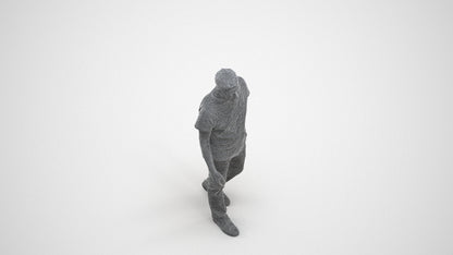 realistic 3D people senior man casual walking, render-ready for V-Ray and Corona, FBX OBJ, wireframe three-quarter view