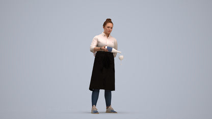 scanned 3D woman casual hospitality, photogrammetry people for Enscape and V-Ray, standing pose render