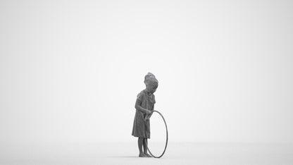 realistic 3D girl casual kids, scanned archviz people for Blender and 3ds Max, wireframe side view