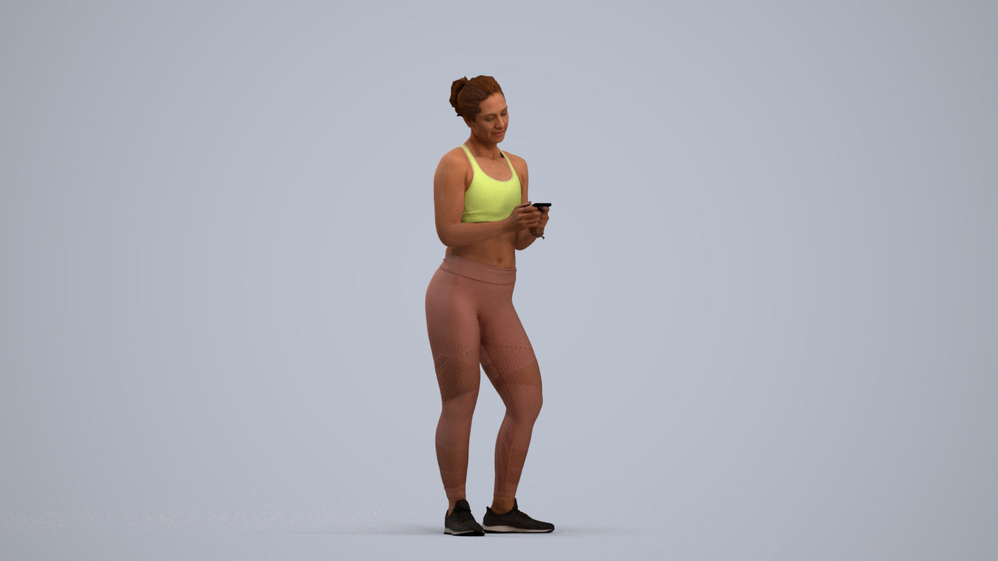 scanned 3D woman sport, photogrammetry people for Enscape and V-Ray, standing pose render