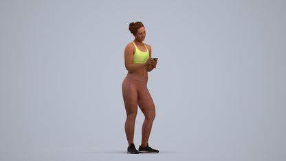 scanned 3D woman sport, photogrammetry people for Enscape and V-Ray, standing pose render