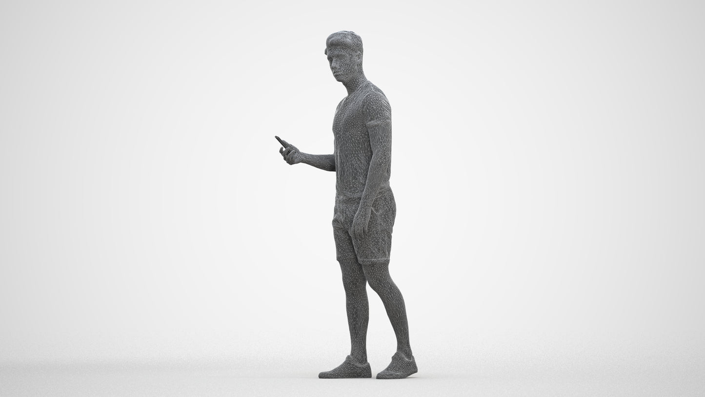 realistic 3D human man casual standing, archviz people FBX OBJ for Blender, three-quarter front view render