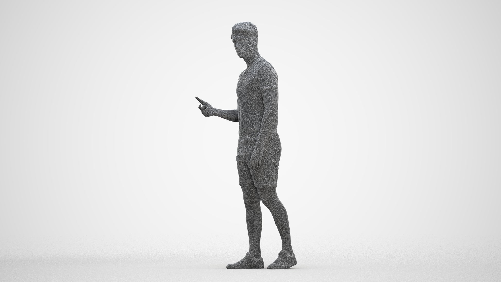 realistic 3D human man casual standing, archviz people FBX OBJ for Blender, three-quarter front view render