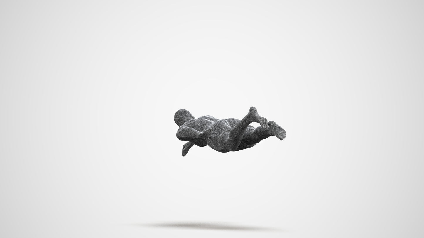 3D human model man sport pool, photogrammetry scanned person for archviz, wireframe front view